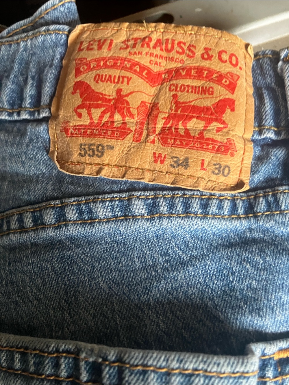 Levi's Men's Relaxed Fit Jeans in Light Blue Denim . Levi’s 559 W34/L30